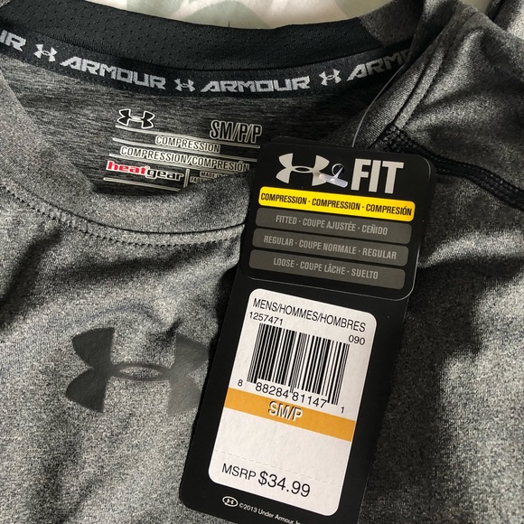 NWT UA Heatgear Longsleeve Compression Tee In Gray - Picture 5 of 6